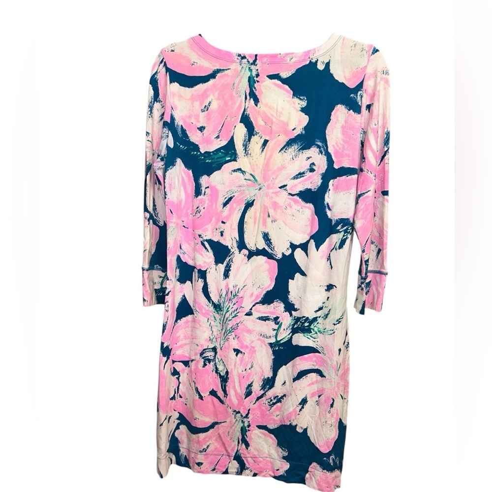 Lilly Pulitzer UPF 50+ Sophie Dress Pink and Blue Floral Long Sleeve Dress - Picture 3 of 4